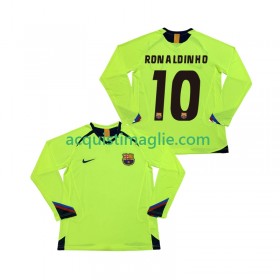 Divisa di Calcio Barcellona RONALDINHO 10 2006 Retro Trasferta 2005 Manica Lunga